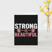 Womens Strong Is Beautiful Gym Fitness Motivationa カード (黄色い花)