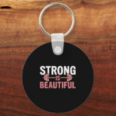 Womens Strong Is Beautiful Gym Fitness Motivationa キーホルダー (正面)