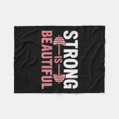 Womens Strong Is Beautiful Gym Fitness Motivationa フリースブランケット (正面(横))