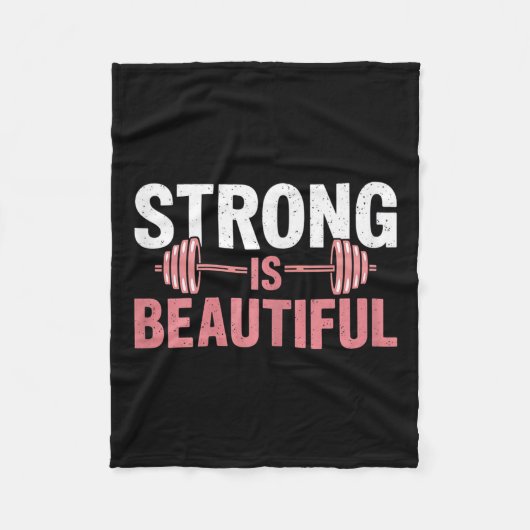 Womens Strong Is Beautiful Gym Fitness Motivationa フリースブランケット (正面)