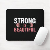 Womens Strong Is Beautiful Gym Fitness Motivationa マウスパッド (マウス)