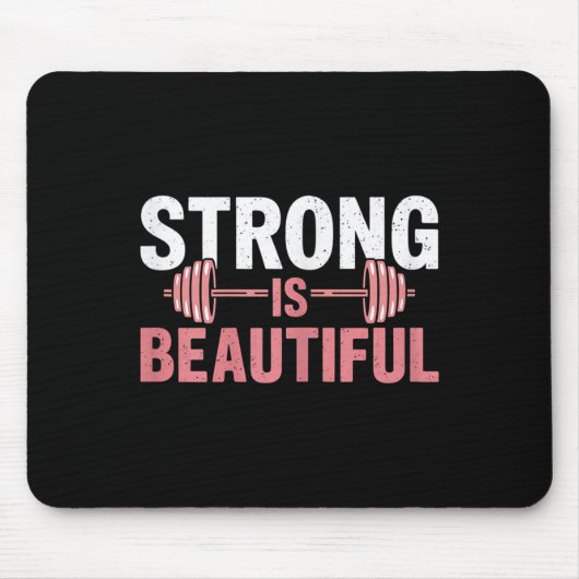 Womens Strong Is Beautiful Gym Fitness Motivationa マウスパッド (正面)