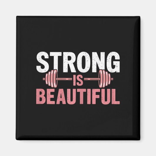 Womens Strong Is Beautiful Gym Fitness Motivationa マグネット (正面)