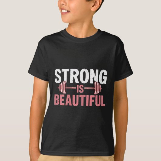 Womens Strong Is Beautiful Gym Fitness Motivationa Tシャツ (正面)