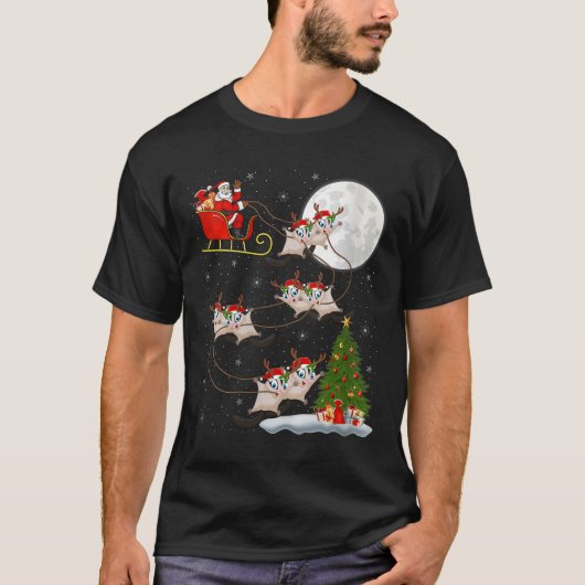 Womens Sugar Glider Santa Sleigh Flying Funny Magi Tシャツ (正面)