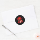 Women's Sugar Skull Valentine Cud Red Roses Couple ラウンドシール (封筒)