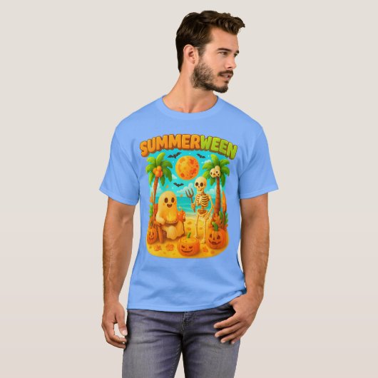 Womens Summerween Skeleton Summer Party Halloween Tシャツ (正面フル)