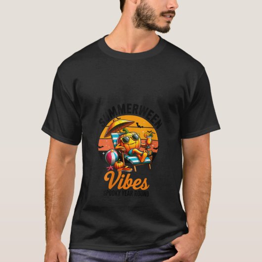 Womens Summerween Vibes Pumpkin Year Round Hallowe Tシャツ (正面)