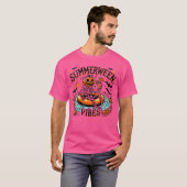 Womens Summerween Vibes Spooky Summer Pumpkin VNec Tシャツ (正面フル)