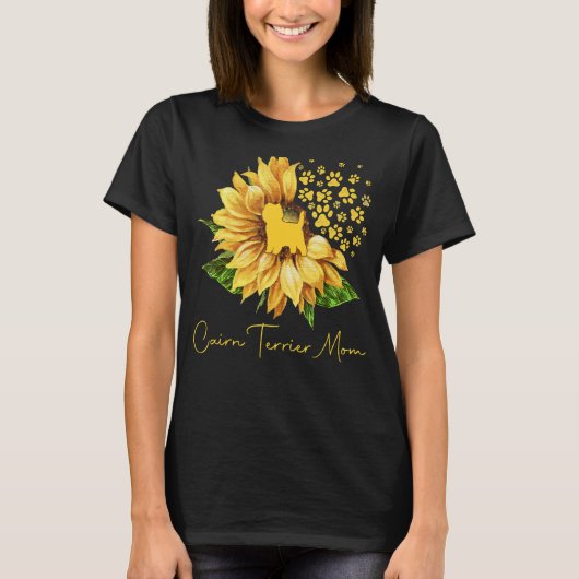 Womens Sunflower Cairn Terrier Mom Dog Lover Tシャツ (正面)