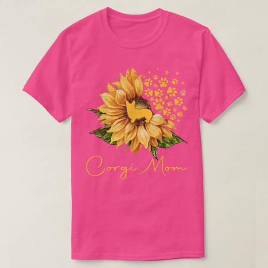 Womens Sunflower Corgi Mom Dog Lover T-Shirt Tシャツ (デザイン正面)