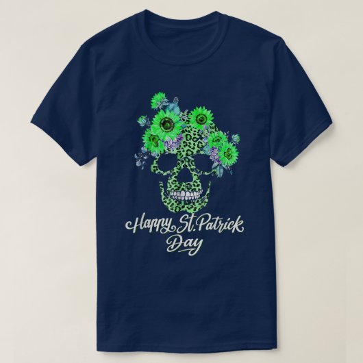 Womens Sunflower Leopard Cheetah Skull Print St Pa Tシャツ (デザイン正面)