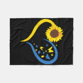 Womens Sunflower Love Heart I Stand With Ukraine B フリースブランケット (正面(横))