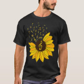 Womens Sunflower Music Lover Notes Student Teacher Tシャツ (正面)