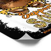 Womens Support Squad Afro Messy Bun Leopard Ms Awa ポスター (角)