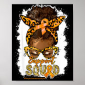 Womens Support Squad Afro Messy Bun Leopard Ms Awa ポスター (正面)