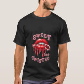 Womens Sweet But Twisted Valentine Lips Candy Cane Tシャツ (正面)