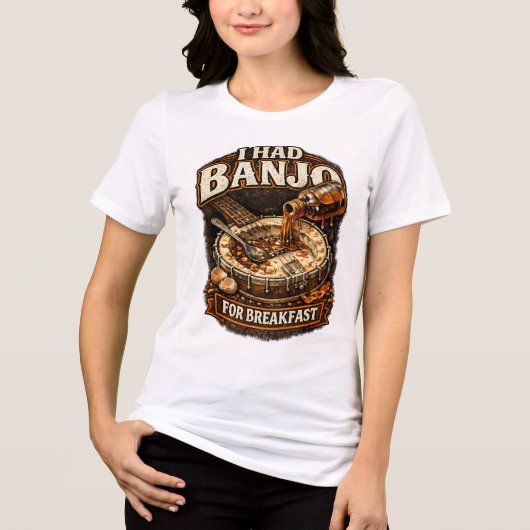Women's T-Shirt "I had Banjo for Breakfast" トライブレンドＴシャツ (正面)