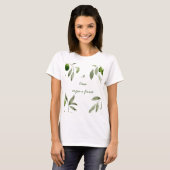 Women's t-shirt with olives and I love vegan food  Tシャツ (正面フル)