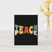 Womens Teach Peace Retro Teacher Motivational Educ カード (黄色い花)