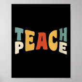 Womens Teach Peace Retro Teacher Motivational Educ ポスター (正面)