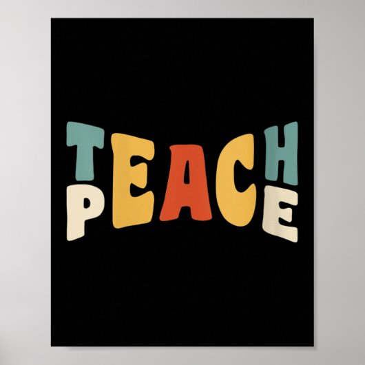 Womens Teach Peace Retro Teacher Motivational Educ ポスター (正面)