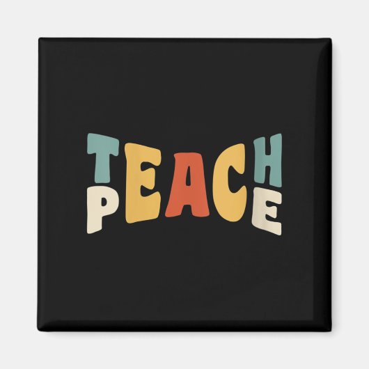 Womens Teach Peace Retro Teacher Motivational Educ マグネット (正面)