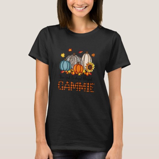 Womens Thankful Grateful Blessed Gammie Pumpkins F Tシャツ (正面)