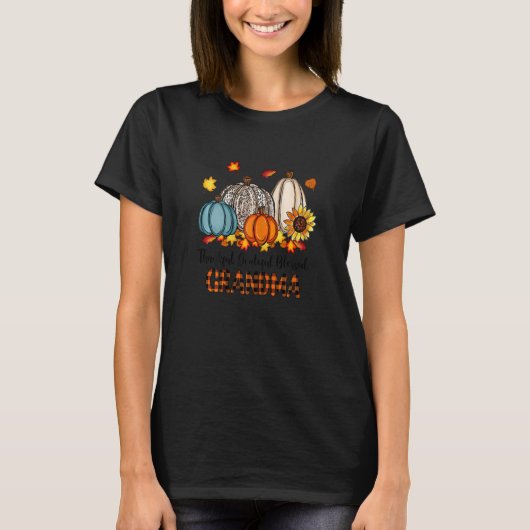 Womens Thankful Grateful Blessed Grandma Pumpkins  Tシャツ (正面)