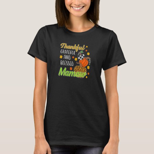 Womens Thankful Grateful Blessed Mamaw Autumn Fall Tシャツ (正面)