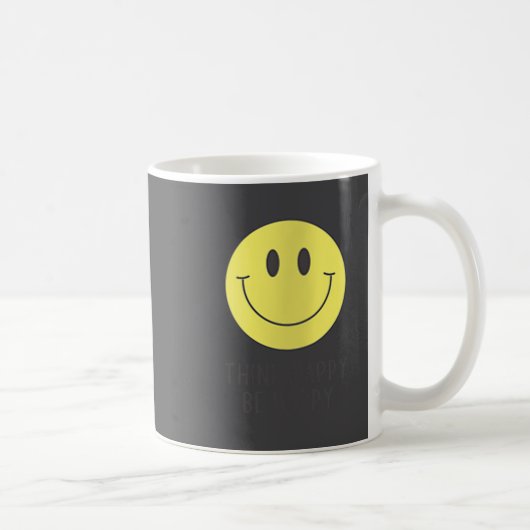 Womens Think Happy Be Happy Smile Face Motivationa コーヒーマグカップ (右)