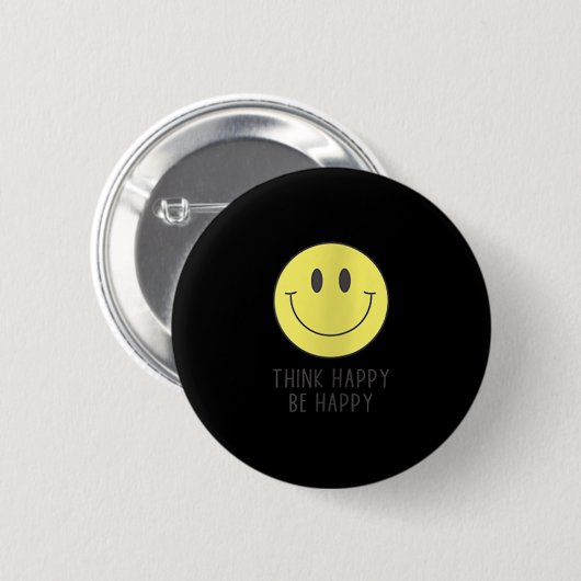 Womens Think Happy Be Happy Smile Face Motivationa 缶バッジ (正面&裏面)