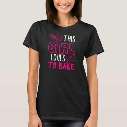 Womens This girl loves to bake kitchen utensils qu Tシャツ (正面)