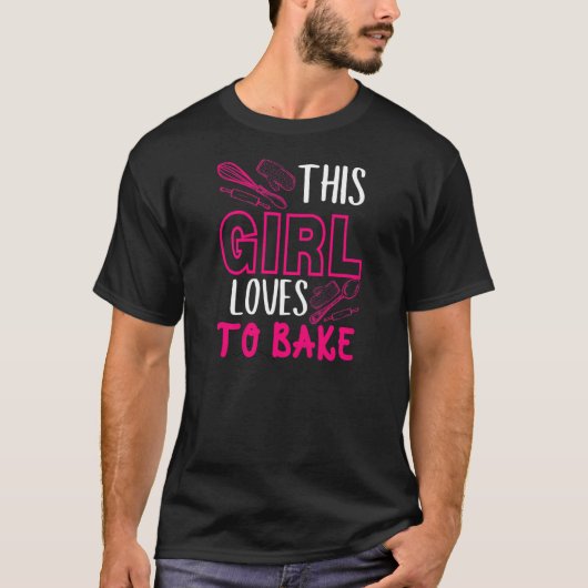 Womens This girl loves to bake kitchen utensils qu Tシャツ (正面)