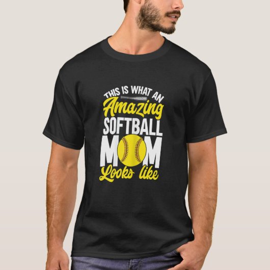 Womens This Is What An Amazing Softball Mom Looks  Tシャツ (正面)