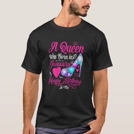 Womens This Queen was Born In January Happy Brithd Tシャツ (正面)