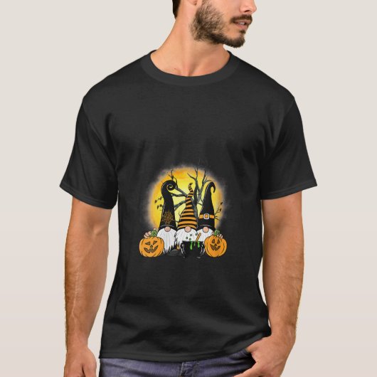 Womens Three Gnomes Happy Halloween Fall Candy Cor Tシャツ (正面)