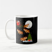 Womens Tiger Santa Sleigh Flying Funny Magical Chr コーヒーマグカップ (左)