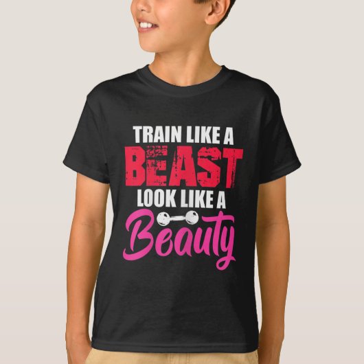 Womens Train Like A Look Like A Beauty Gym Workout Tシャツ (正面)