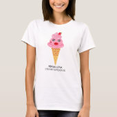 womens tshirt Fresa Lesa strawberry ice cream cone Tシャツ (正面)