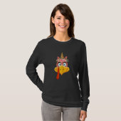 Womens Turkey Face girl flower crown unicorn thank Tシャツ (正面フル)