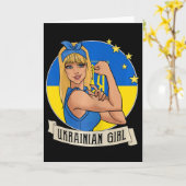 Womens Ukrainian Girl Ukraine Flag Merchandise Ukr カード (黄色い花)