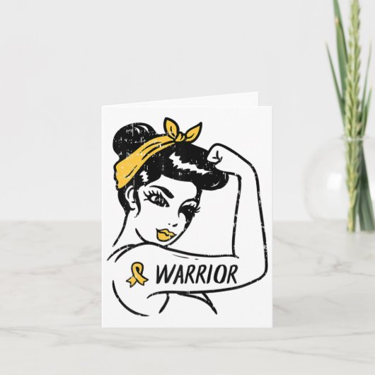 Womens Unbreakable Warrior Childhood Cancer Ribbon カード (正面)