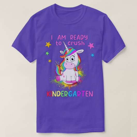 Womens unicorn kindergarten school girls Here I co Tシャツ (デザイン正面)