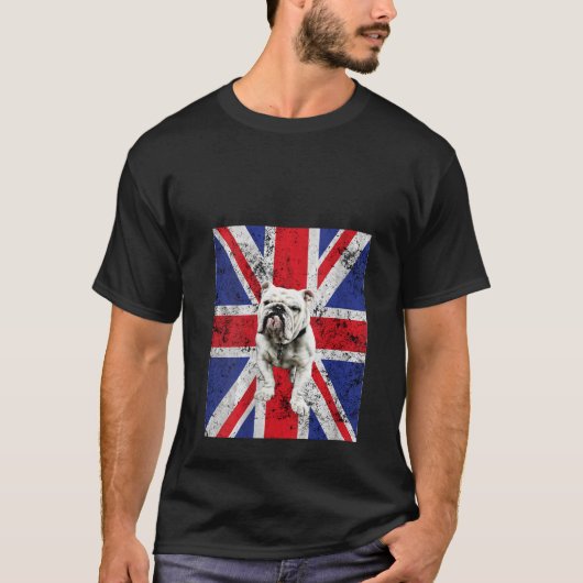 Womens Union Jack Bulldog England United Kingdom B Tシャツ (正面)