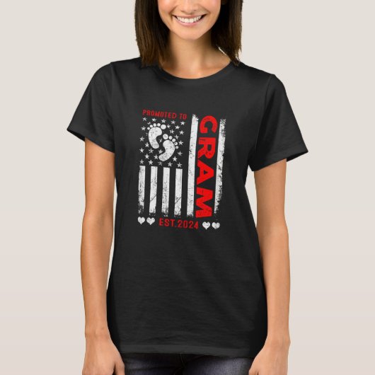 Womens US American Flag Promoted To Gram 2024 Moth Tシャツ (正面)