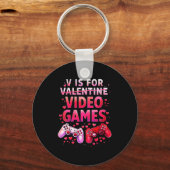Women's V Is For Video Games Funny Valentines Game キーホルダー (正面)