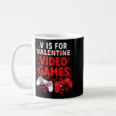Women's V Is For Video Games Funny Valentines Game コーヒーマグカップ (左)
