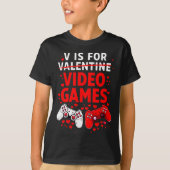 Women's V Is For Video Games Funny Valentines Game Tシャツ (正面)