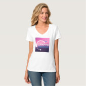Women's V-neck t-shirt Crypto自信ポッドキャスト Tシャツ (正面フル)
